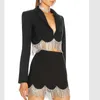 New Fashion Design Nappa Strass Blazer Femme Suit Top corto e gonne Giacca corta sexy stile streetwear per donna