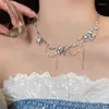 Chains Double Layer Blue Four-pointed Star Zircon Necklace Ins Style Light Luxury Clavicle Chain For Women Girlfriend Jewelry Gift