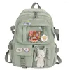 Skolväskor College Student Rucksack Fashion Travel Bookbags With Plush Pendant Pin Söt kawaii stor kapacitet japansk stil för tonårsflickor