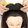 トッパーYelo Natural Topper Human HairPiece 100％Brazilian Remy Topperミドルクリップヘアエクステンションマシンメイドレースベース