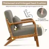 Chaise de salon moderne et médiévale en brique, fauteuil de lecture Sherpa avec coussin de taille et cadre en bois massif, adapté au balcon de la chambre à coucher, gris