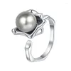 Cluster Ringen S925 Sterling Zilver Voor Vrouwen Mannen Mode Textuur Bloemen Patroon Ingelegde Shell-Parel Punk Sieraden