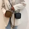 Totes Simple Solid Color Retro Small Square Bag PU Leather Crossbody Bags Girl Purses And Handbags Mini