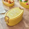 Dinnerware Fruit Box Simple Japanese Style Healthy Nutrition Double-layer Design Easy To Carry Bento 800-1000ml Snack