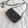 Torby na ramię mody Diamenty frędzane projekt marki mini torba łańcucha crossbody czarne skórzane nity żeńskie bolsa sac a główny