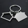 Keychains 1PC Metal Double House Shaped Key Chain Hollow Pendant Decoration Creative Handbag Hangings Gifts Accessories Ring