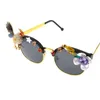 Sunglasses 2024 Baroque Handmade High Quality For Women Cat Eye Girl's Glasses Golden Chicken Ladies Sun Party Gifts