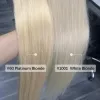 Erweiterungen Weiß Blond #1001 K Tipp Haarverlängerungen Reales menschliches Haar gegen Tipp Keratin Haar Heiße Fus