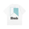 Rhude24ss Модная футболка с принтом High Street Свободная мужская и женская футболка с круглым вырезом с коротким рукавом Модная