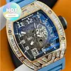 RM Racing Wrist Watch RM010 MENS SET med Tsquare Diamond Rose Gold Machinery Swiss Famous Chronograph