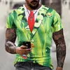 Moda masculina camisetas 3d impressão terno e gravata padrão simples manga curta camiseta para roupas masculinas high street streetwear topos 240309