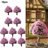 Dekoracje ogrodowe 10pcs 6 cm Building Model Trees Train Railroad Micro Krajobraz Układ plastikowy guma Znakomita rzemiosło dom