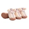 Dog Apparel Cute Ear Decoration Shoes Winter Booties Plush Protectors For Outdoor Walking Anti-slip Small Dogs