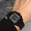 Handgefertigte Einstellungen Uhren besiedelte ICEDOUT Watch Black Moissanite Diamond Uhren
