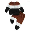 Ensembles de vêtements pour bébés garçons, tenues d'automne et d'hiver, couleur contrastée, survêtement à manches longues, sweat-shirt, pantalon de jogging