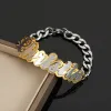 Bracelets Personalized Double Name Bracelet Gold Custom Double Plated Name Jewelry HipHop Stainless Steel Chain Christmas Gift Women Men
