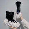 Сапоги, зимние женские туфли из флиса, толстые, теплые, хлопчатобумажные, водонепроницаемые, до середины икры, модные, подходящего цвета, для снега, размеры 35–40