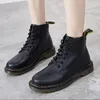 Boots Women Winter Winter Motorcycle Heel Scay Cheel Style British Style Short Martin Leather Leather Mid-Cylinder INNER