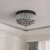 Smoky crystal chandelier flush mount led ceiling light fixture for modern hotel hallway corridor decoration