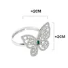 Cluster Rings 925 Sterling Fine Platinum Gold Color Adjustable Butterfly Ring Party Women Wedding Bands White Green Zircon Silver Trendy