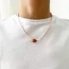Choker 2024 Natürliche Stein Perle Glas Zitrone Erdbeere Birne Anhänger Halskette Für Frauen Urlaub Original Layered Einfache Pullover Kette