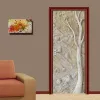 Stickers Removable Door Stickers European 3D Embossed Old Tree Waterproof Living Room Bedroom Door 3D Wallpaper Self Adhesive Wall Decals