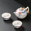 Conjuntos de chá azul e branco porcelana gaiwan conjunto de chá de cerâmica incluindo 1 bule 2 xícaras de escritório criativo chaleira