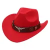 Bérets Accessoires de tête de boeuf Chapeau de cowboy occidental Feutre Style tibétain Top Roll Brim Cowgirl Cap pour femmes hommes enfants