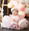 Robes de fille mignonne rose scintillante, robe d'anniversaire pour bébé, manches longues, pour séance photo pour une date spéciale