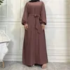 Vêtements ethniques Plain Abaya Dubaï Musulman Hijab Robe Manches élastiques Basic Abayas fermés pour femmes Turquie Ramadan Islamique Kaftan Robe