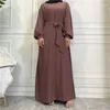 Ethnic Clothing Plain Abaya Dubai Muslim Hijab Dress Elastic Sleeves Basic Closed Abayas For Women Turkey Ramadan Islamic Kaftan Robe