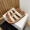 Lyxdesigner Gladiator Sandal Black White Brown Slipper Gift mode Kvinnor Män äkta läder Sliders Pool Casual Shoe Slippers Flat Summer Beach Slide41-42