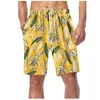 Shorts masculinos Hawaii Férias Praia Homens Calças Curtas de Couro 3D Impresso Flor Elástica Bandagem Calça Calça Maiô Troncos de Natação