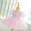 Girl Dresses Girls Butterfly Tutu Long Gown Children French Bubble Sleeve Princess Dress Christmas Prom Birthday Year Gift