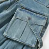 Pantaloni larghi a gamba larga Giacca corta Set di jeans Designer di alta qualità Cargo Donna Retro in due pezzi Vita casual Solido dritto