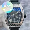 Unisex RM Armbanduhr RM010 Automatische mechanische Uhr Rm010 Außenring mit T-Quadrat-Diamant-Fassförmigem, ausgehöhltem Zifferblatt Dat