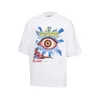 House of Errors Full Sight Eye White Ink Printed Washed Old Mens and Womens High Street Loose Short sleeved T-shirts