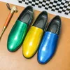 Casual Shoes Mens Patent Leather Fashion Glitter Green Loafers Men Moccasin Man Slip On Flats Mocasines Hombre