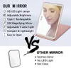 LED Make Up Mirror With Light Tool Portable Foldbar reseskrivbord Vanity Table Bath Bedroom Makeup Tools Lighted Makeup Mirrors 240318