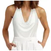 Camisoles & Tanks Office Ladies Sleeveless Casual Tops Women'S Neck Draped Front Sexy Backless Tank Shirt Halter Spaghetti Strap Blouse