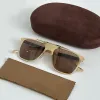 Modemärke TF0913 Solglasögon Kvinnor Män Tom Oval Retro Gold Silver Polariserat Ford High Sun Glasses Original Box Gratis frakt