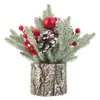 Decoratieve Bloemen Kunstkerstboom Dennenappel Tafelblad Simulatie Feestornamenten Voor Winter Outdoor Kerstdecoraties