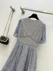 Бальные платья 2024, женское модное водорастворимое кружевное платье с v-образным вырезом и короткими рукавами на талии 0108