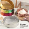 Baking Tools Round Sifter 80 Mesh Large Size Silver Titanium Plated Filter Anti Stick Coated Stainless Steel Flour Sieve For Powdered Sugar