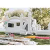 4.5x4.5m (15x15ft) avec ventilateur Château gonflable blanc avec toboggan Commercial mariage maison de rebond Combo pour enfants jardin jeu de plein air de luxe