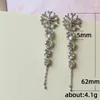 Boucles d'oreilles pendantes en forme de flocon de neige plaqué argent, exquises, en Zircon, pour fête de Cocktail, bijoux longs en cristal de mariée pour femmes