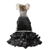 Dog Apparel Black Princess Dress Tulle Bling Wedding Skirts Luxury Pearl Point Drill Festival Costume For Dogs
