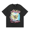 T Shirt Tasarımcı T Shirt Grafik Tee Giyim Hellstar Giysileri Yenilikçi Yıkanmış Kumaş Sokak Graffiti Yazı Folyo Baskı Vintage Siyah Gevşek Takım Artı Boyutu L6
