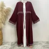 Vêtements ethniques Luxe Diamant Perles Musulman Pour Femmes Cardigan Ouvert Kimono Maxi Robe Abaya Turquie Dubaï Kaftan Robe Arabe Fête Jalabiya