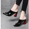 Casual Shoes Summer 2024 Women Slipper High Heel Sandal Ladies Quality PU Leather Slides Pumps